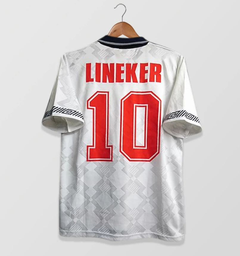 1990 England Retro Home Kit Soccer Jersey LINEKER #10